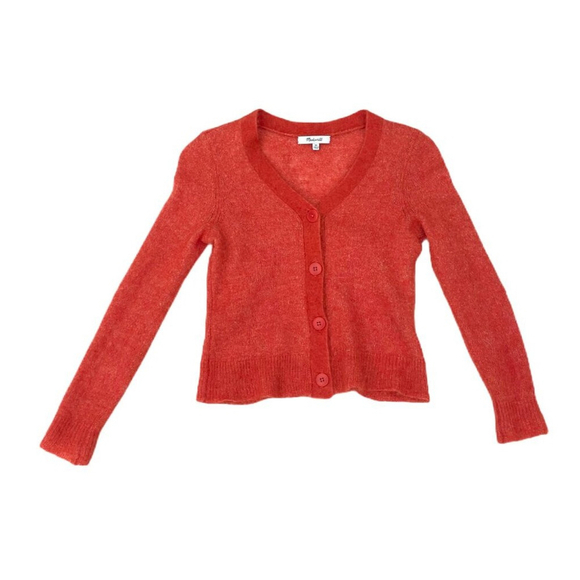Madewell Orange Alpaca Blend V Neck Cardigan Size XS - Picture 8 of 13